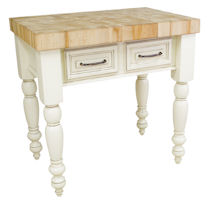 kitchen island with butcher block top